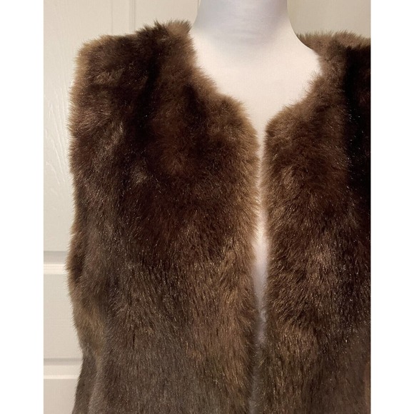 Anthropologie Sanctuary Clothing Los Angeles Womens Faux Fur Brown Vest Sz Small - Picture 3 of 9